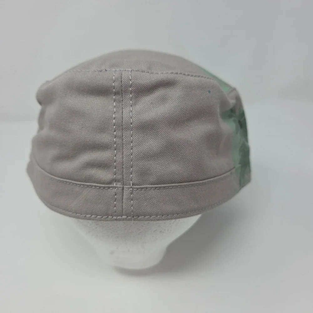 Cadet Cap Size 59 Palm Tree Print Cotton Twill Military Style Gray Gorpcore